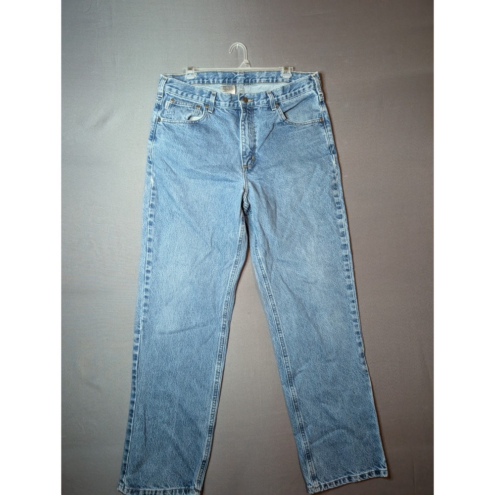 Carhartt Traditional Fit Work Jeans Mens 36x32 Blue Denim Straight Leg B180 DST